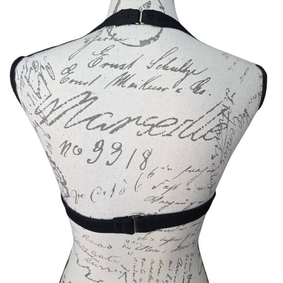 Kenneth Cole Women's Size Medium Black Textured Buckle Halter Bikini Top - Picture 5 of 7